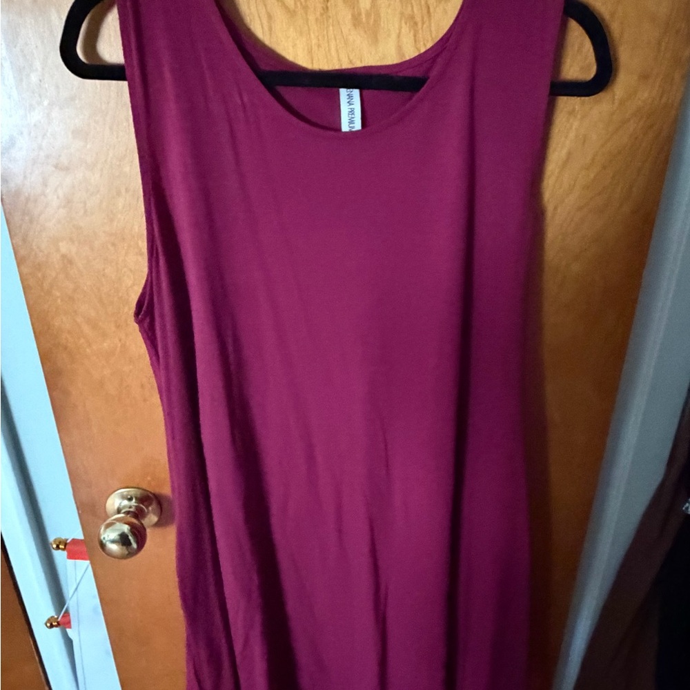 Zenana Outfitters Burgundy Scoop Neck Tank Dress